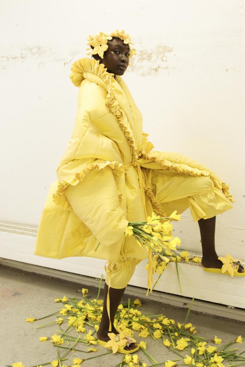 Colin Burke’s crocheted daffodil hats and sandals are a tribute to his close bond with his Galway grandmother. Photograph: Dean Ryan McDaid