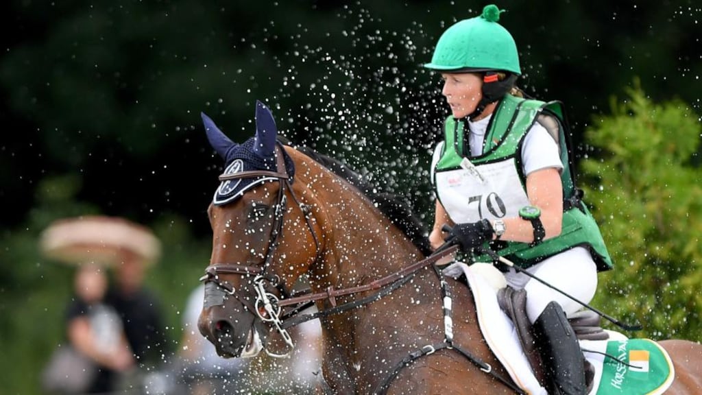 Sarah Ennis is one fence away from bronze medal position in Poland. Photograph: Jenek Skarzynski/AFP