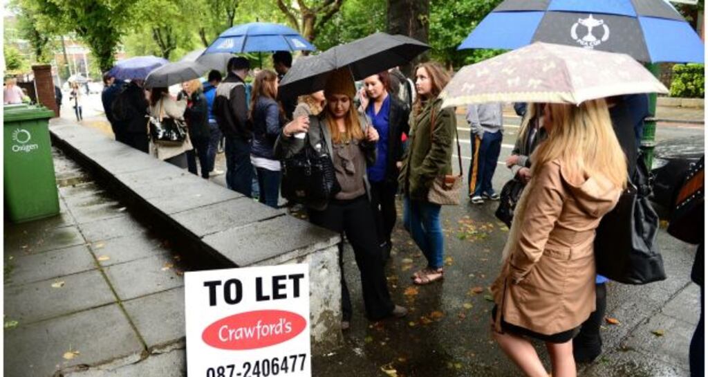 A property-rental queue at Northumberland Road, Dublin. File photograph: Bryan O’Brien/The Irish Times