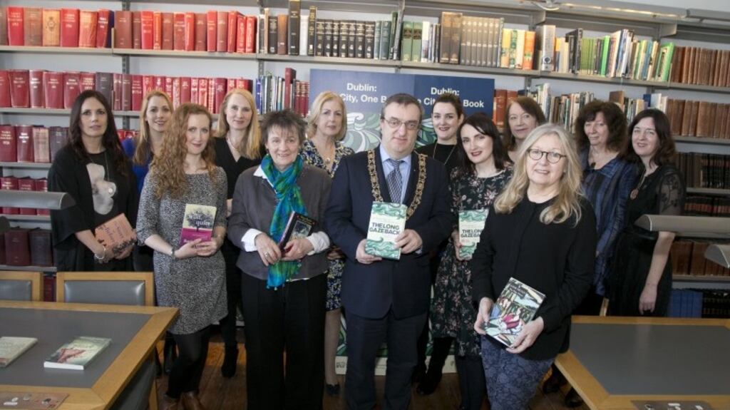 The launch of The Long Gaze Back as Dublin One City One Book, with Elizabeth Reapy and Roisín O’Donnell, second and third left