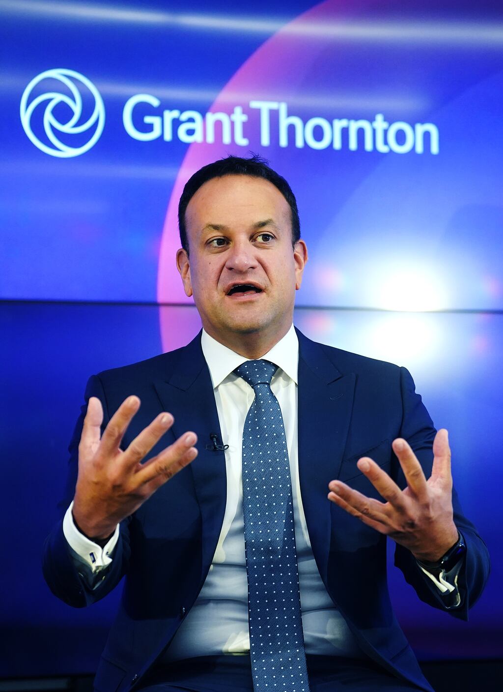 Taoiseach Leo Varadkar opening a new collaboration space at Grant Thornton's offices in Dublin. Photograph: Brian Lawless/PA Wire