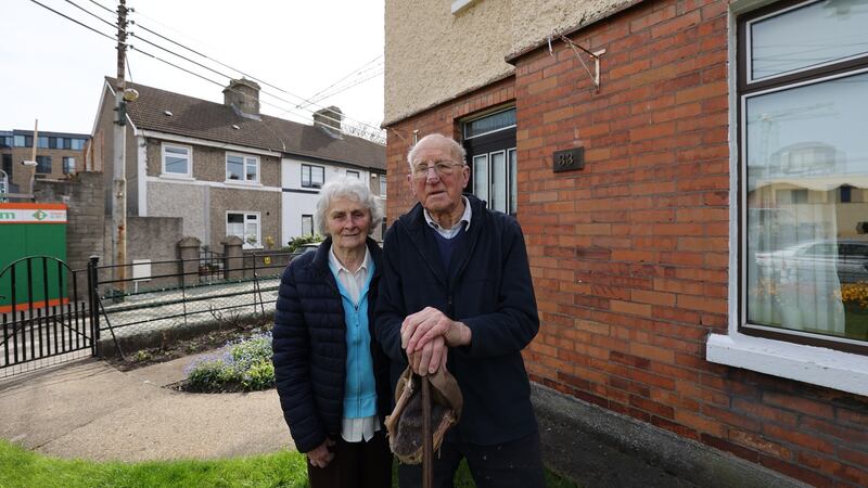 Noel and Kay Clarke on Clarence Mangan Road. Photograph: Nick Bradshaw