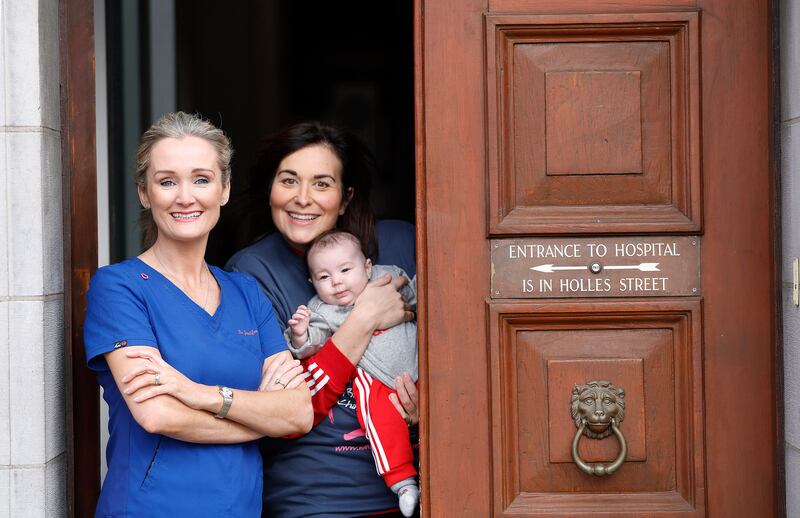 Stefanie Preissner with Dr Jennifer Walsh, consultant obstetrician and gynaecologist who delivered Stefanie's baby Aurora. Stefanie has been appointed the National Maternity Hospital Foundation 2023 Ambassador. Photograph: Julien Behal Photography