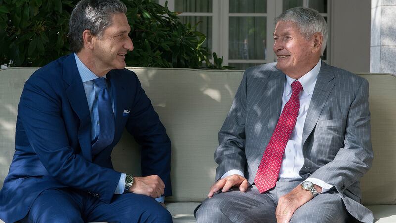 Liberty Global chief executive Mike Fries and chairman John Malone. Photograph: Dave Meehan/The Irish Times