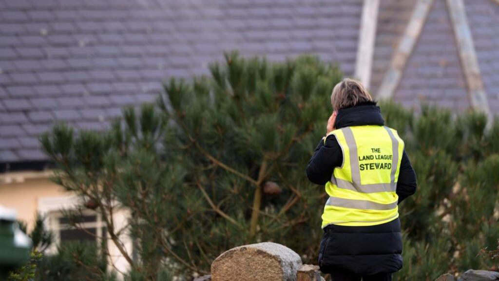 A New Land League member at Gorse Hill, home of Brian O’Donnell, earlier this month. Photograph: Eric Luke