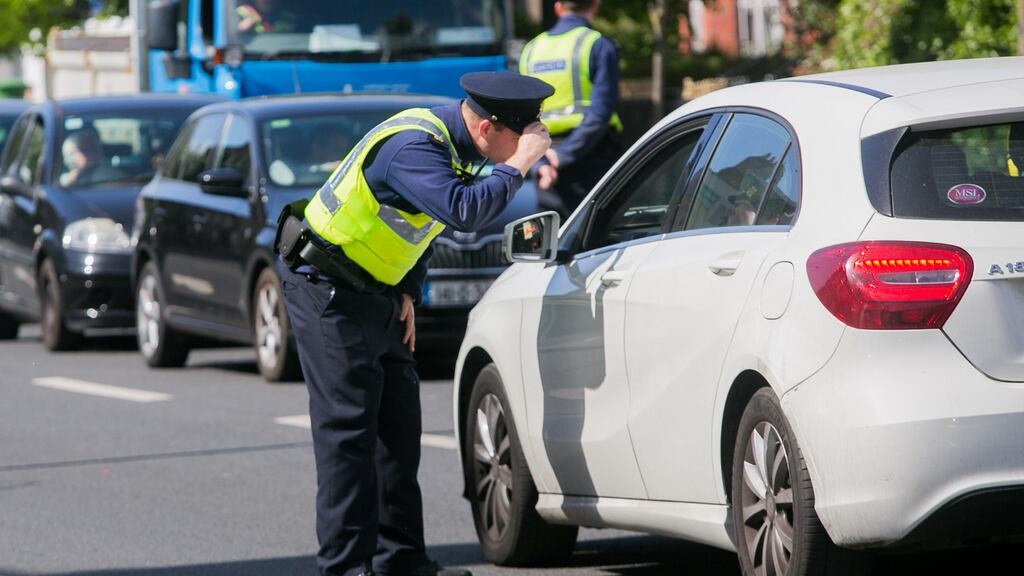 Gardaí at a checkpoint in Dublin on Friday. Senior officers claim enforcing Covid-19 restrictions has become unrealistic and unworkable for the force. Photograph: Gareth Chaney/Collins