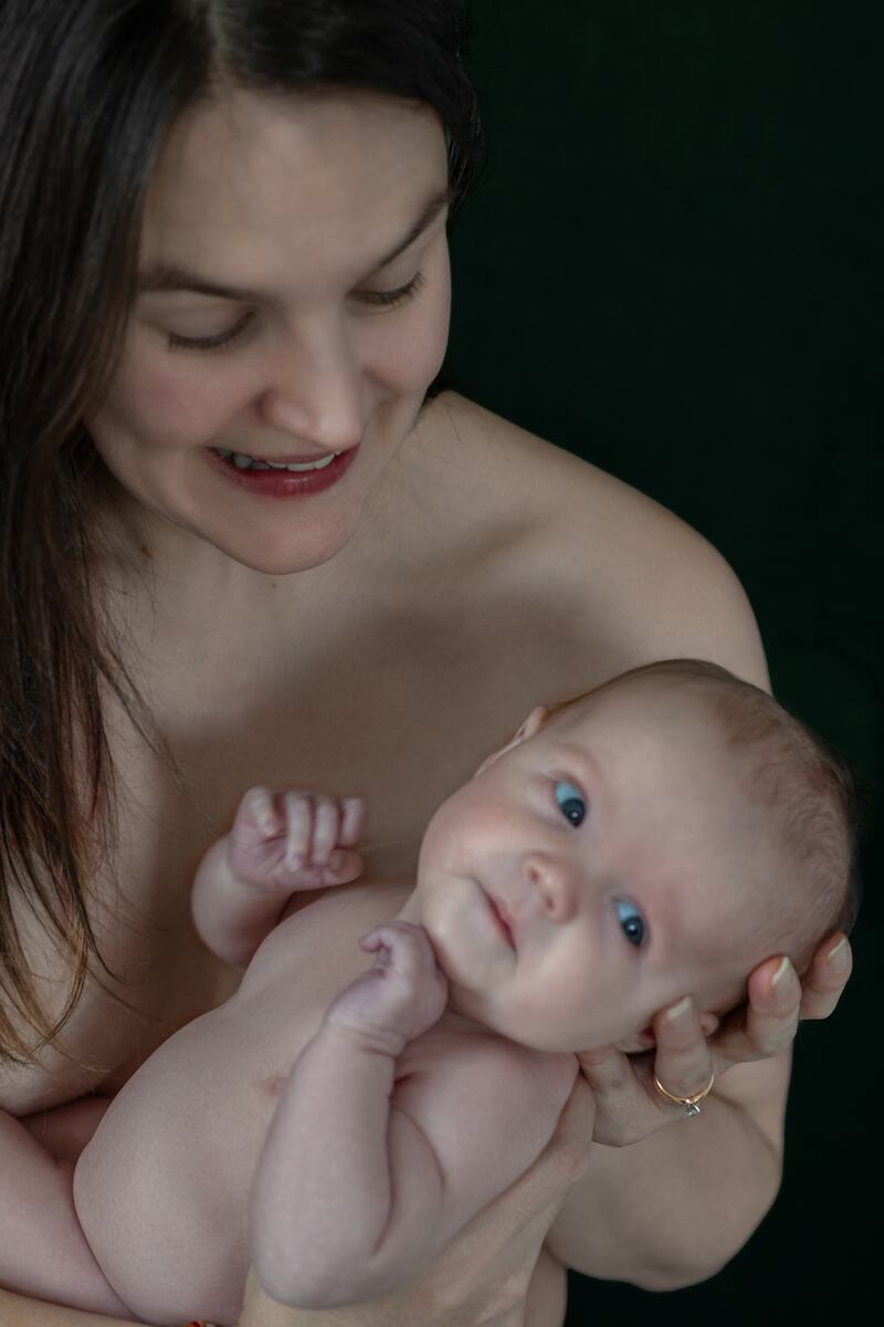 Grace McFadden with her 8-week-old daughter Brigid McFadden. Photograph: Deirdre Brennan