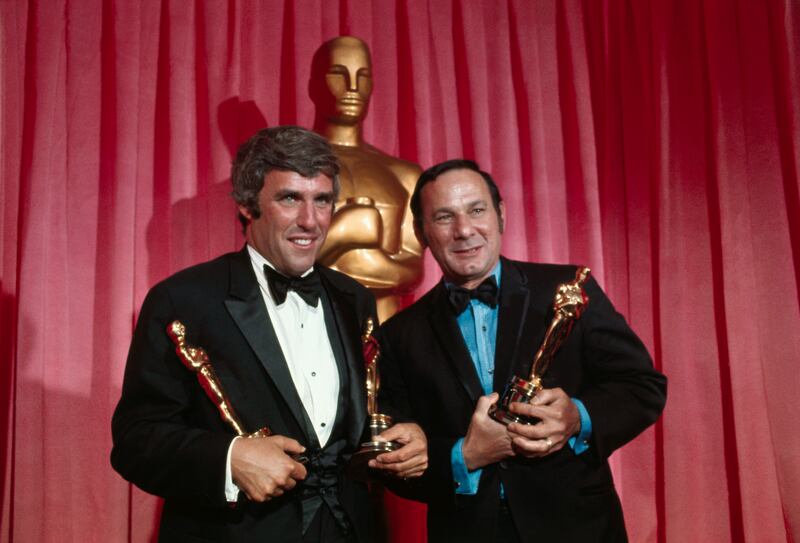 Academy Award: Burt Bacharach and Hal David with their Oscars for Raindrops Keep Falling on my Head. Photograph: Bettmann/Getty