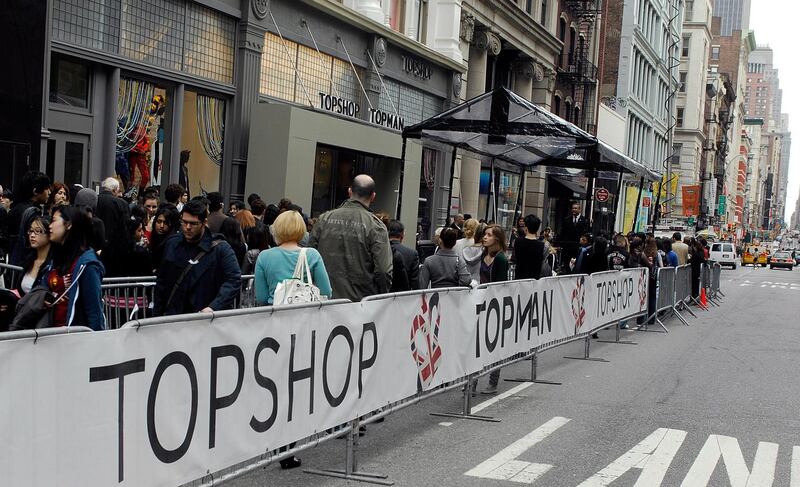 Topshop’s glory days: shoppers queue to get into the New York flagship store in 2009. Photograph: Joe Corrigan/Getty