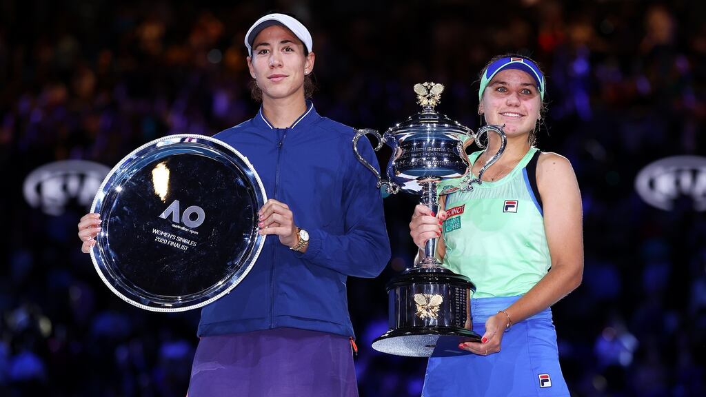 Australian Open winner Sofia Kenin and runner-up Garbine Muguruza. Photograph:  Cameron Spencer/Getty
