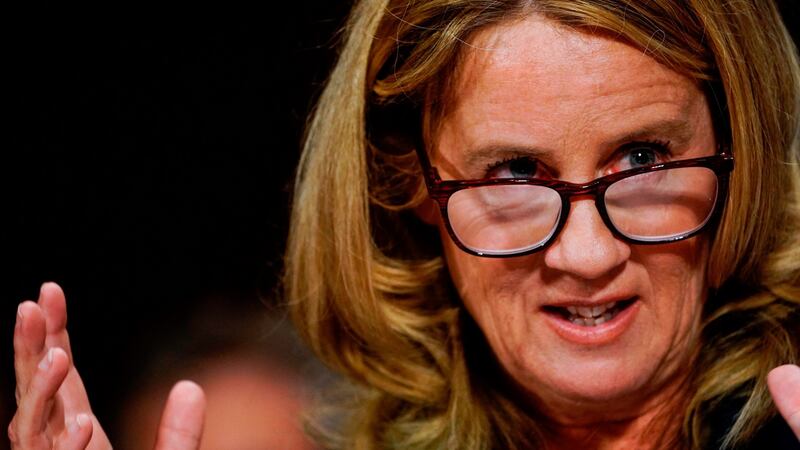 Christine Blasey Ford testifies before the Senate Judiciary Committee. Photograph: MELINA MARA/AFP/Getty Images