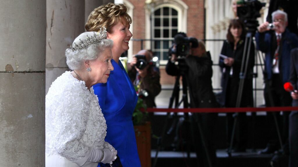 Great delicacy and tact: Queen Elizabeth arrives at Dublin Castle with President Mary McAleese in 2011. Photograph: Brenda Fitzsimons