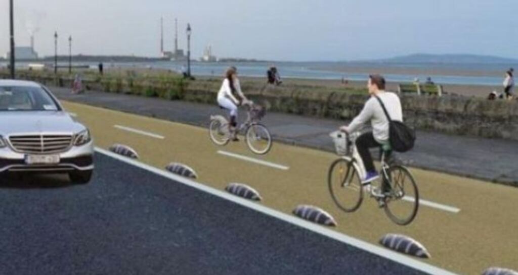 A mock-up of the proposed Strand Road cycle path. Photograph: Dublin City Council