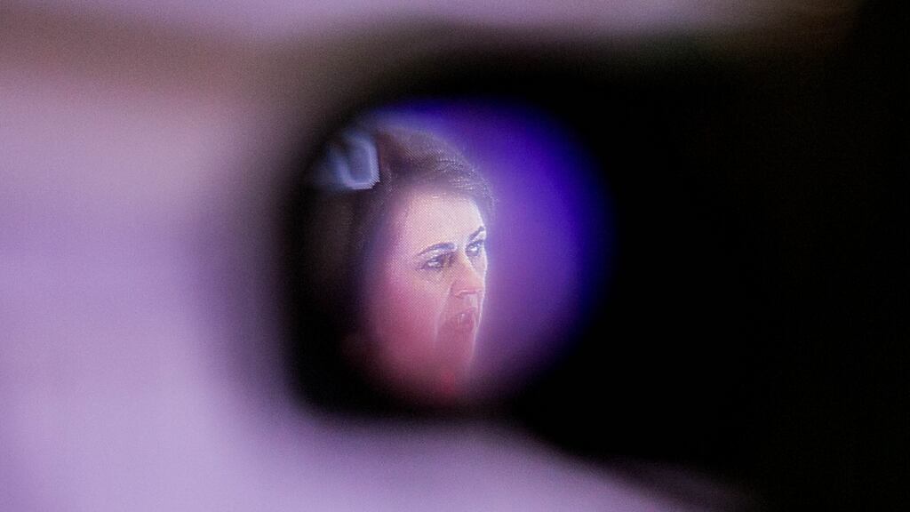 AIB deputy chair Catherine Woods during the bank’s agm at The Ballsbridge Hotel in Dublin. She said pay restrictions were of “concern” to investors. Photograph: Gareth Chaney/Collins