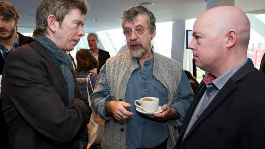Shortlisted authors John Kelly, Michael Harding and John Boyne at today’s announcement of the ninth annual Bord Gáis Energy Irish Book Awards shortlist. T he public are being asked to cast their vote on the best books of the last year via the website bgeirishbookawards.ie.