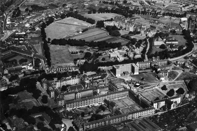 Grangegorman: the complex in the 1940 or 1950s, during its many years as a psychiatric hospital. Photograph courtesy of Grangegorman Development Agency