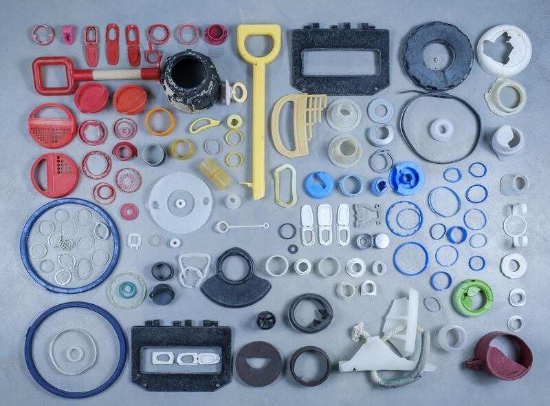 Ophelia’s Rings: Sabine Springer assembled a series ring-like objects washed up by the eponymous storm. Photograph: Markus Voetter