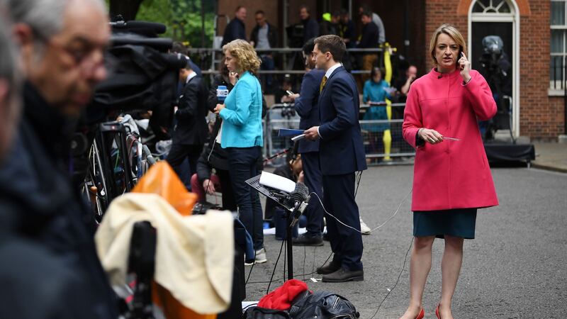 BBC political editor Laura Kuenssberg waiting for prime minister Theresa May outside Downing Street on Friday morning. Photograph: Justin Tallis/AFP/Getty Images