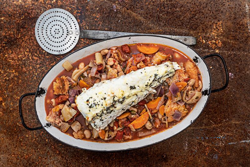 Roasted monkfish ribollita