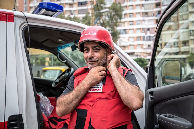 Mohamad Hassanen, a team leader with the Al Shifaa Association, in Beirut's southern suburbs: 'We used to go directly to the bombing. Now we don’t, we wait a bit because they’ll do a second strike.' Photograph: Sally Hayden
