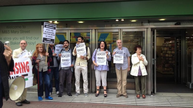 The demonstration was organised by the Irish Anti-War Movement, the Socialist Workers Party and People Before Profit. Photograph: Erin McGuire