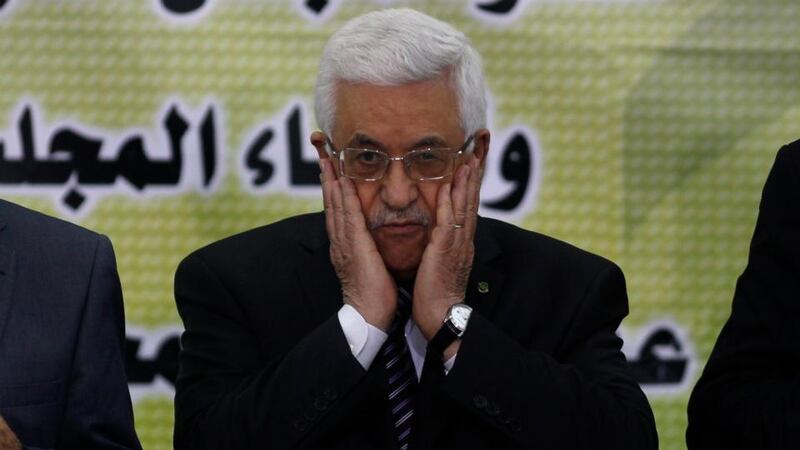 Palestinian president Mahmoud Abbas prays during a meeting of the Fatah Revolutionary Council. Mr Abbas’ aide Yasser Abed Rabbo said that the negotiations, which kicked off in late July after a three year hiatus, had made no progress. Photograph: Mohamad Torokman/Reuters