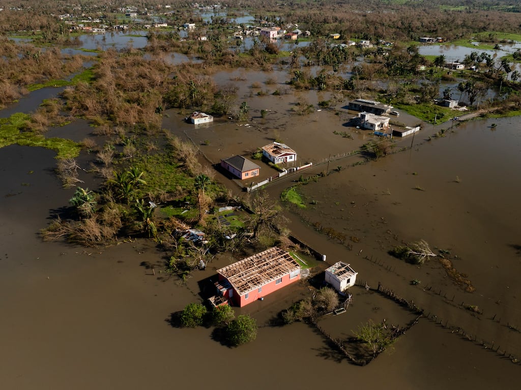 Hurricane Melissa aftermath: Floodwaters and damaged homes in the in the New River area of Santa Cruz, Jamaica. Photograph: Erin Schaff/New York Times