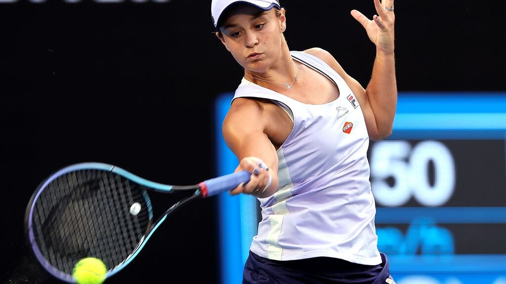 Australia’s Ashleigh Barty is through to the quarters in Melbourne. Photograph: Brandon Malone/Getty/AFP
