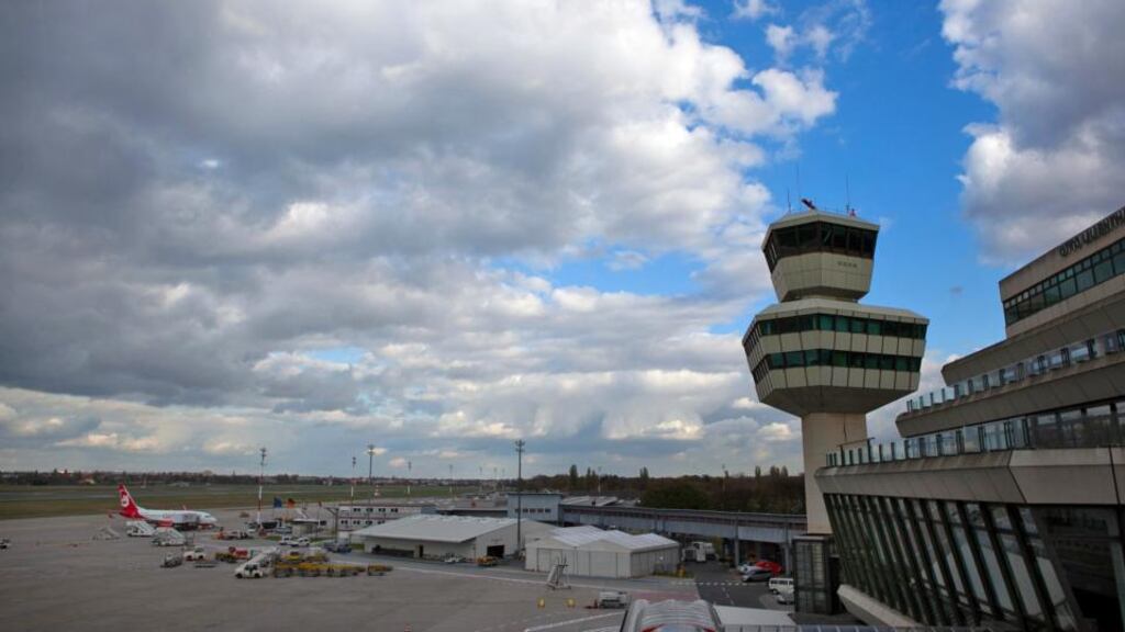 The control tower at Berlin-Tegel airport, due to close when the Berlin Brandenburg International opens. Photograph: Krisztian Bocsi/Bloomberg