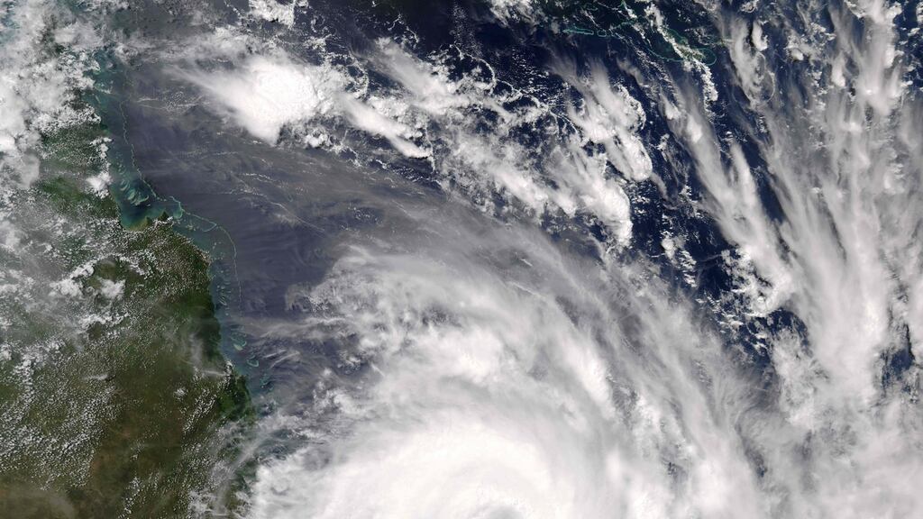 A handout photo showing Cyclone Debbie approaching the coast of Queensland, Australia. Photograph: Debbie