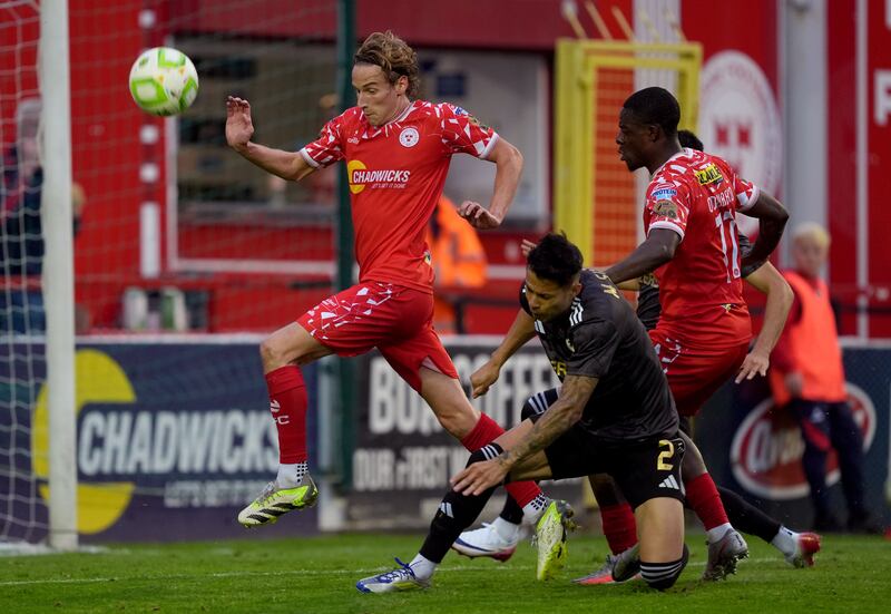 Shelbourne's Harry Wood in action against Qarabag's Matheus Silva. Photograph: Brian Lawless/PA