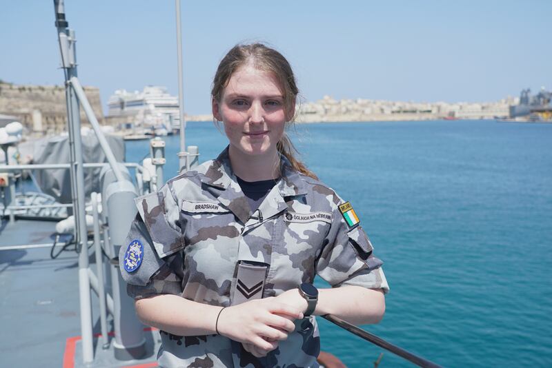Clodagh Bradshaw is a communications operator onboard LÉ William Butler Yeats for Operation Irini