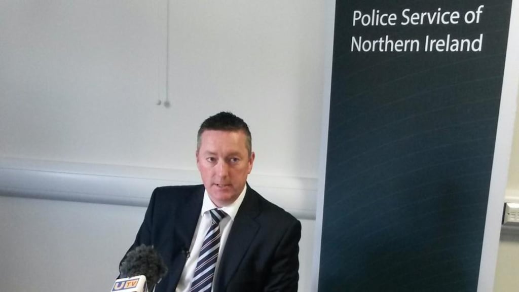 PSNI detective chief inspector Richard Campbell during a press conference on Velfast following the murder of veteran Ulster Defence Association (UDA) chief Colin “Bap” Lindsay. Photograph: David Young/PA Wire