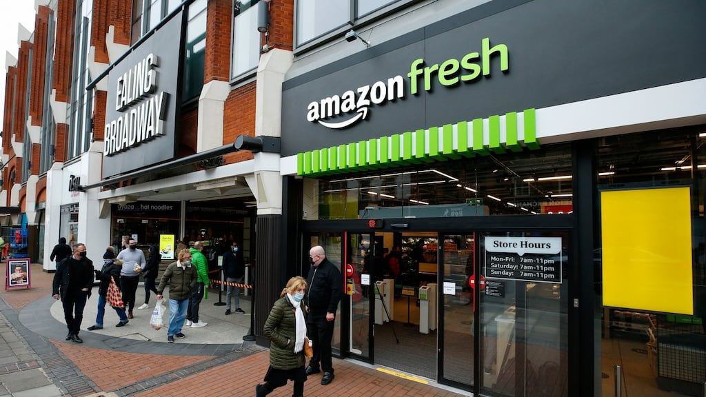 The Amazon Fresh cashierless convenience store London will use an array of cameras and other sensors to track shoppers as they pull items off the shelves. Photograph: Bloomberg