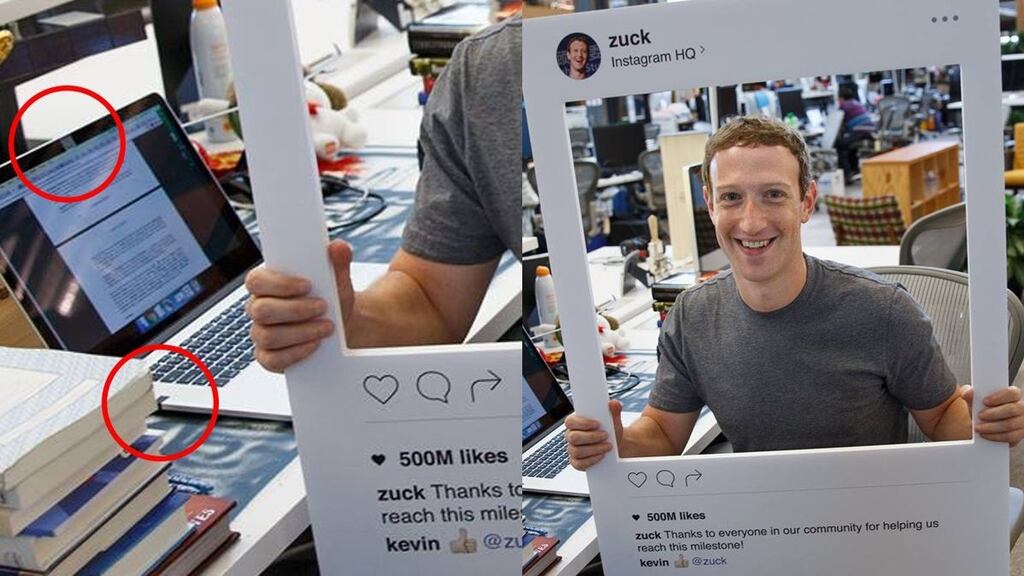 Mark Zuckerberg pictured with tape over his webcam