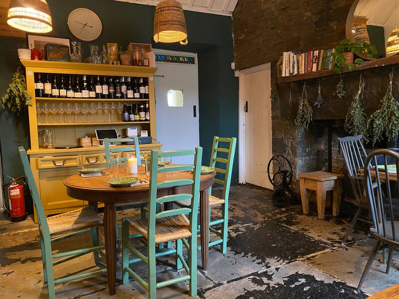The restaurant is in a 200-year-old cottage with a Luogh flagstone floor and an impressive fireplace lined with bunches of dried herbs
