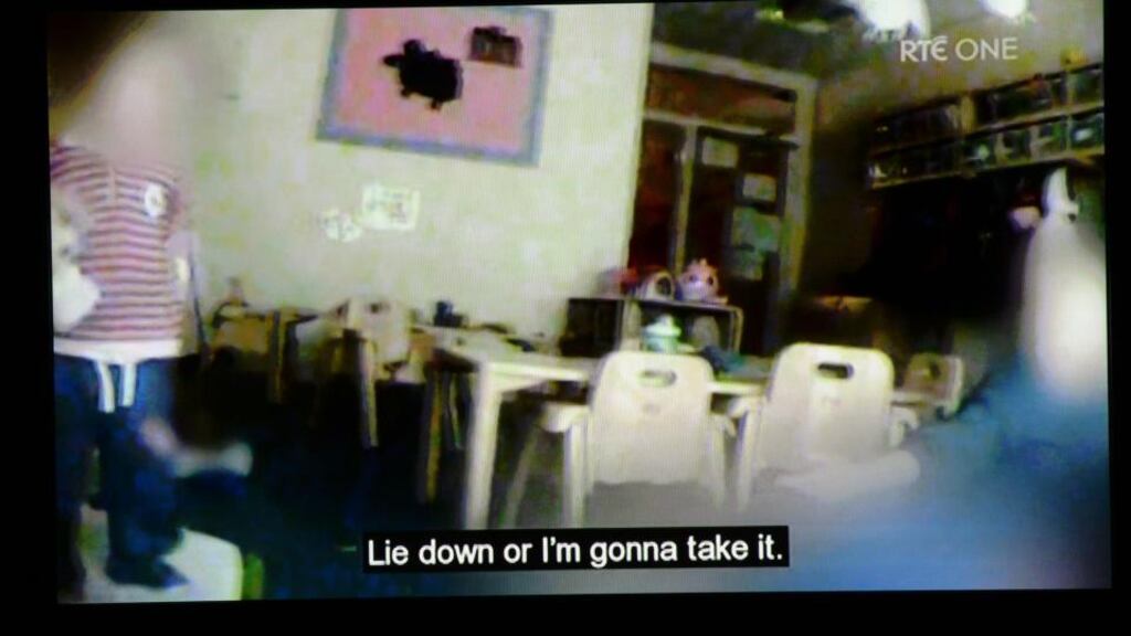A screen grab from the RTÉ programme Breach of Trust, which investigated childcare in creches. Photograph: Alan Betson