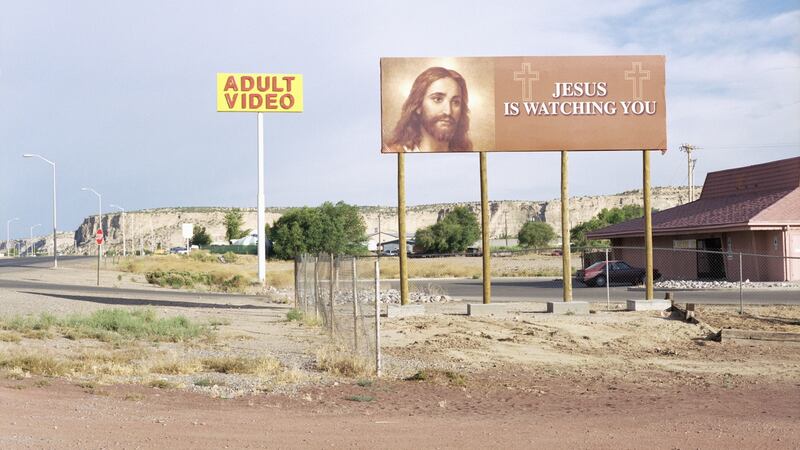 You know you have left Silicon Valley when the billboards stop advertising enterprise software and start advertising religion. I suppose they are both forms of saving things in the cloud.