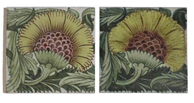 Pair of tiles made by William De Morgan, a contemporary of William Morris, £3,00-£500