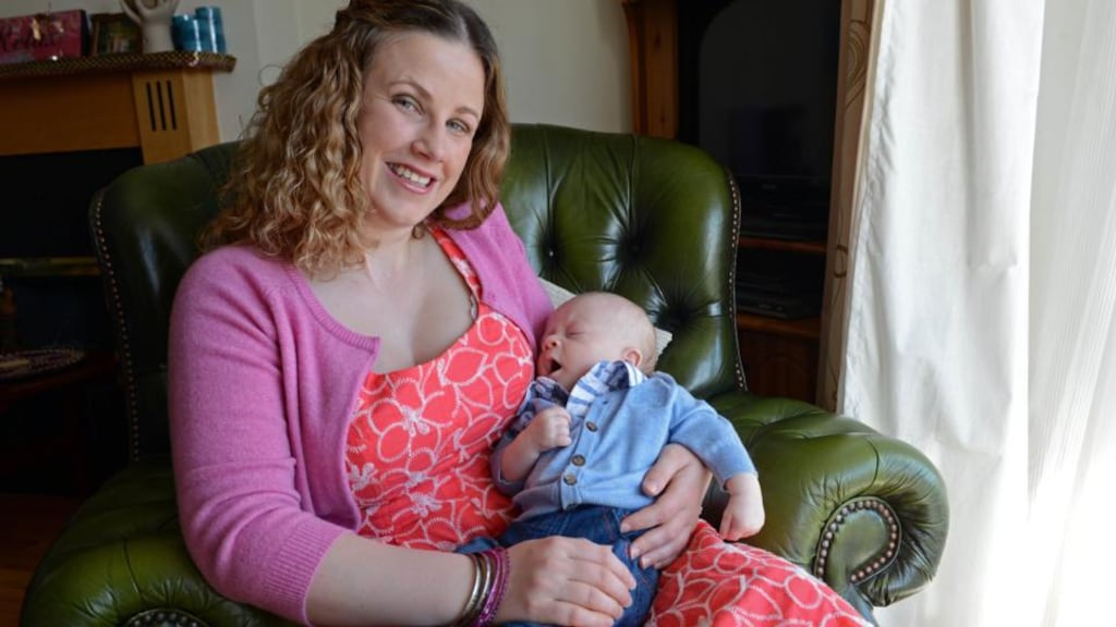 Maire Dundon, from Stepaside, Co Dublin, with her 10-week-old baby Tomás. Photograph: Eric Luke/The Irish Times