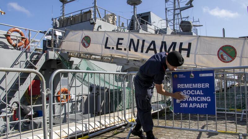 Irish Defence Forces staff using non-chemical biodegradable wipes. Photograph: Irish Defence Forces