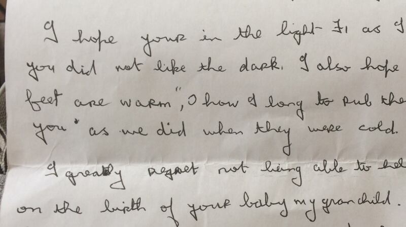 A section of Josephine Pender’s letter to her daughter.