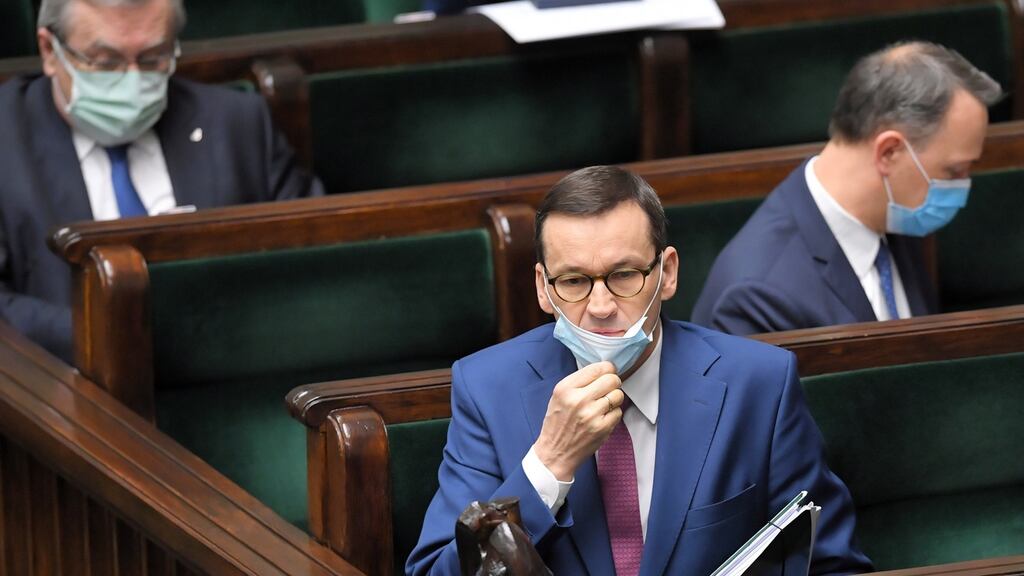 Polish prime minister Mateusz Morawiecki: The country reported 197 new cases of coronavirus on Wednesday, bringing its total to 12,415, with 606 deaths. Photograph: EPA/Radek Pietruszka