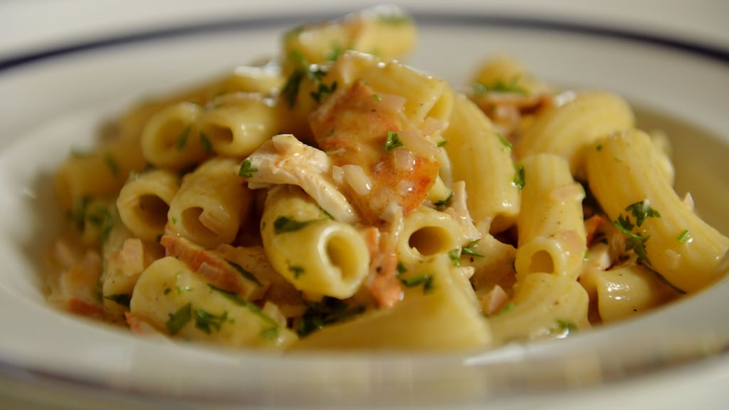 Roast chicken rigatoni with Béarnaise butter. Photograph: Alan Betson