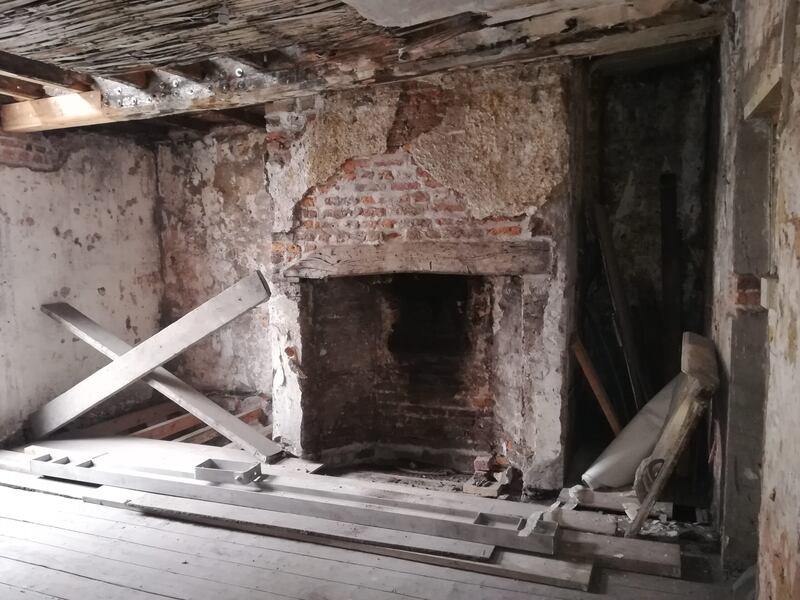 Fireplace at 9/9A Aungier Street. Photograph: Tom McGimsey