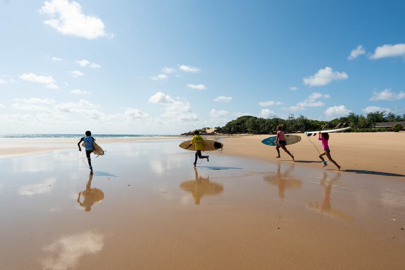 Junior surf training on Tofo Beach. Photograph: Ritchie Hunt