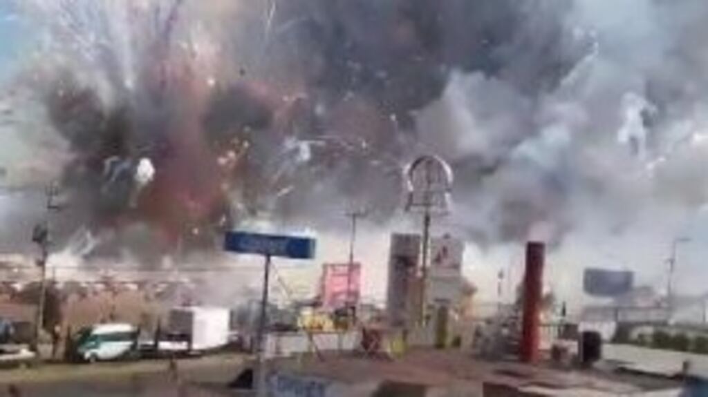 The city of Tultepec was recently hit by a devastating explosion of a fireworks market. Photograph: Twitter