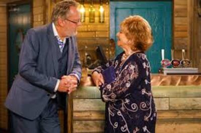 Jim Moir, aka Vic Reeves, as Colin Callin in Coronation Street, opposite Barbara Knox as Rita Tanner. Photograph: ITV