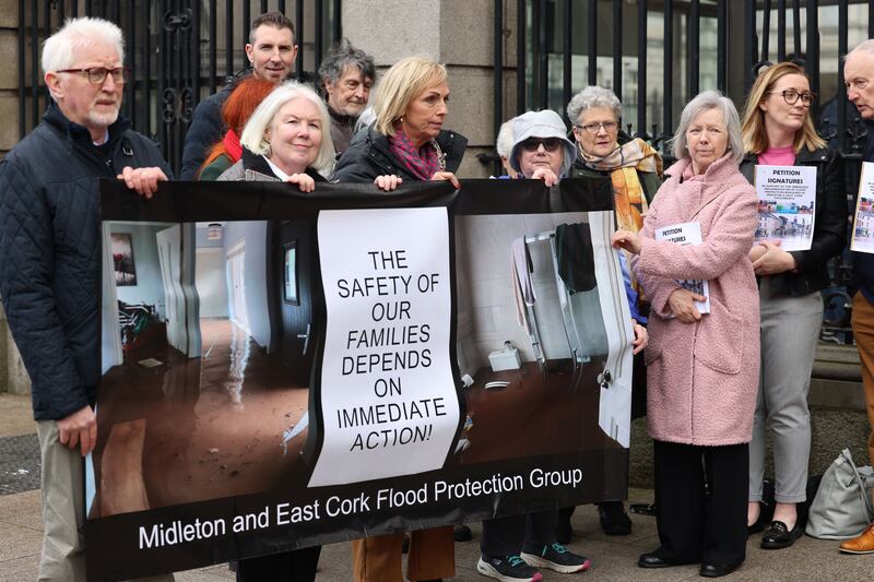 Midleton and East Cork Flood Protection Group visit Leinster House to present petition which has 14,722 signatures highlighting concerns with lack of urgency in providing measures to protect against future flooding. Photograph: Dara Mac Dónaill / The Irish Times