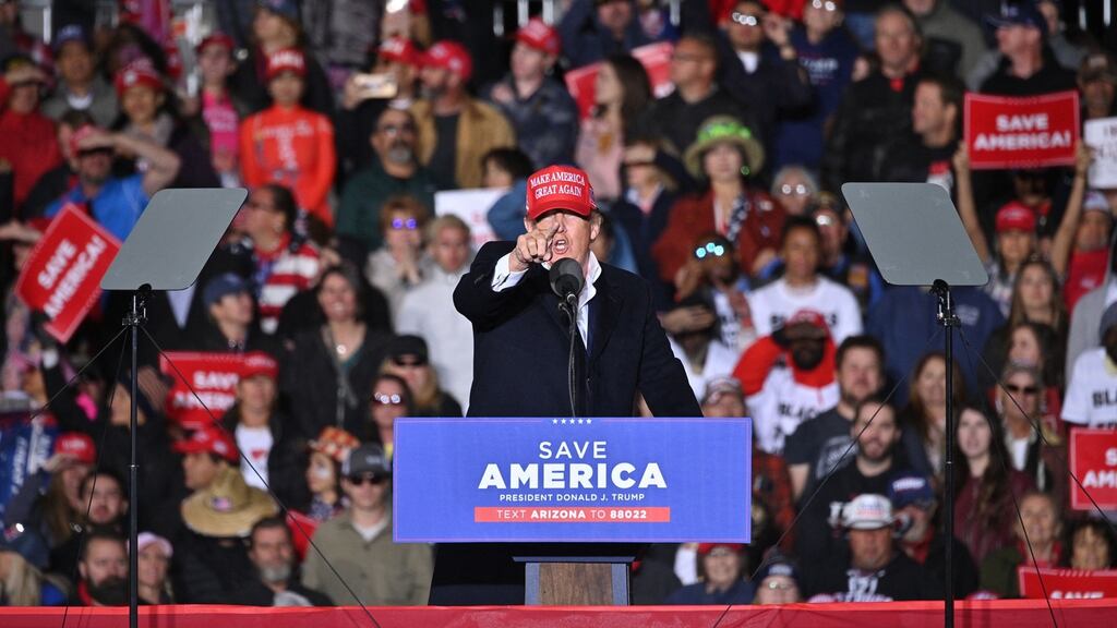 Former US president Donald Trump speaking during the rally in Florence, Arizona, on January 15th, 2022. Photograph: Robyn Beck/AFP via Getty Images
